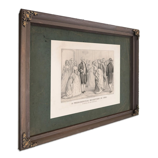 a Presidential Reception in 1789 by General and Mrs Washington 1876 — Bourbon Framed Canvas Print | Bella Frye