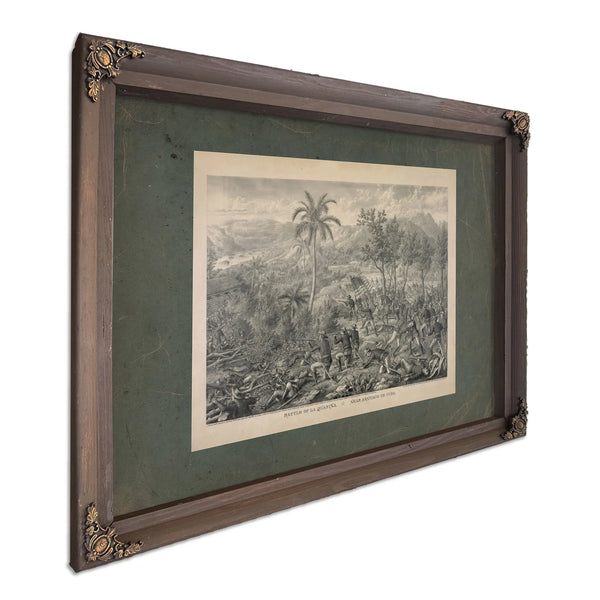 Battle of La Quasina Near Santiago De Cuba 19th Century — Bourbon Framed Canvas Print | Bella Frye