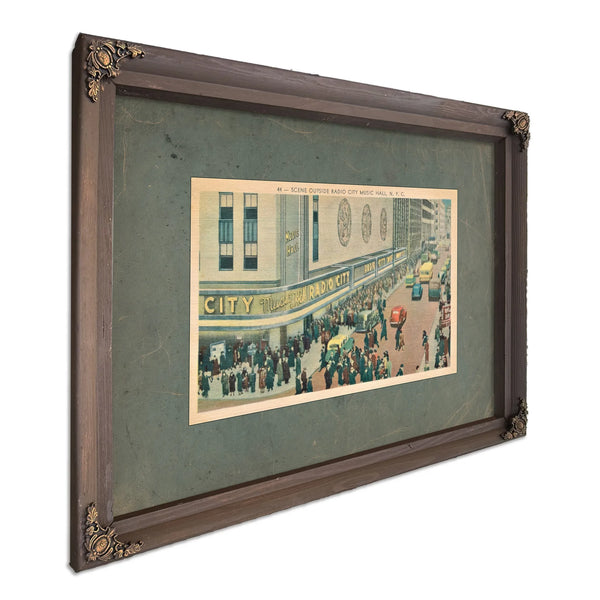 The Grand Marquee Radio Citys Luminous Throng — Bourbon Framed Canvas Print | Bella Frye