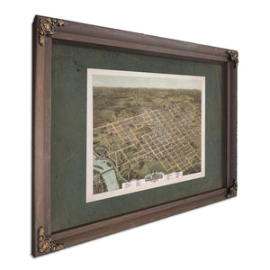 Birds Eye View of the City of Columbia South Carolina 1872 1872 — Bourbon Framed Canvas Print | Bella Frye