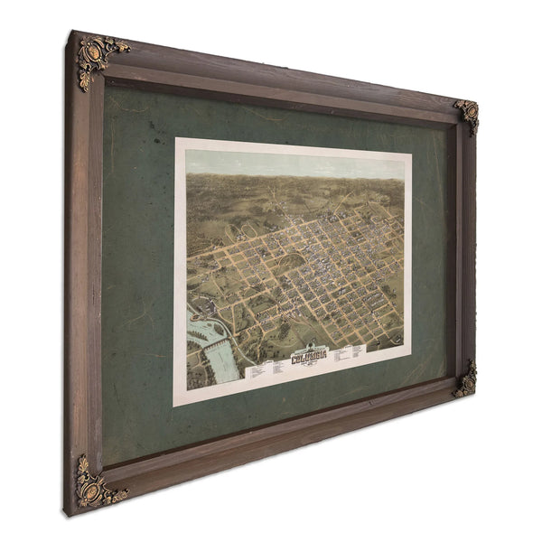 Birds Eye View of the City of Columbia South Carolina 1872 1872 — Bourbon Framed Canvas Print | Bella Frye