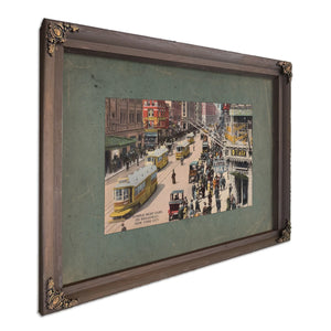The Broadway Line Gilded Age Street Scene — Bourbon Framed Canvas Print | Bella Frye
