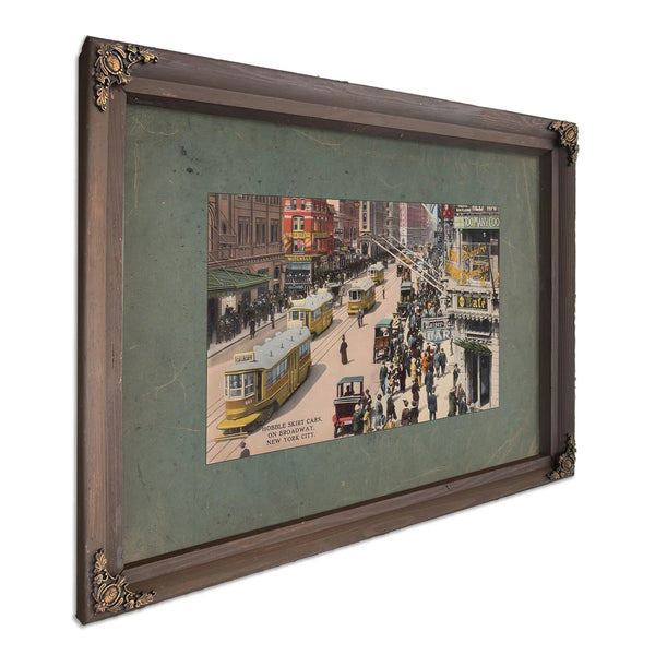 The Broadway Line Gilded Age Street Scene — Bourbon Framed Canvas Print | Bella Frye