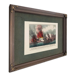 Brilliant Naval Victory on the Mississippi River Near Fort Wright May 1th 1 — Bourbon Framed Canvas Print | Bella Frye