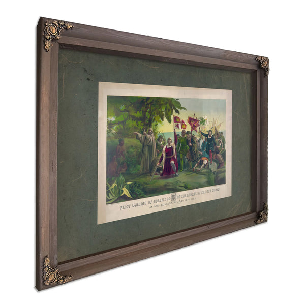 First Landing of Columbus on the Shores of the New World_ at San Salvador Wi — Bourbon Framed Canvas Print | Bella Frye