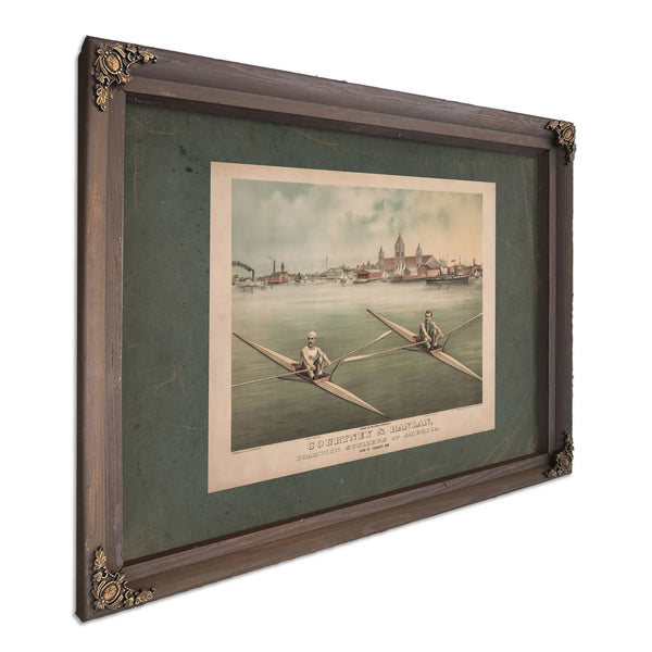 Courtney Hanlan Champion Scullers of America View of Toronto Bay 1879 — Bourbon Framed Canvas Print | Bella Frye