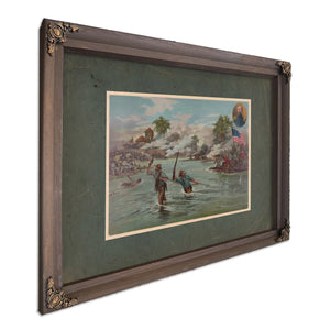 Col Funston and 2th Kansas Volunteers Crossing the River at Calumpit April — Bourbon Framed Canvas Print | Bella Frye