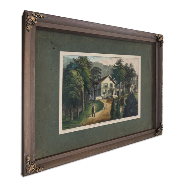 Chappaqua Farm West Chester County Ny the Residence of the Hon Horace Greely — Bourbon Framed Canvas Print | Bella Frye