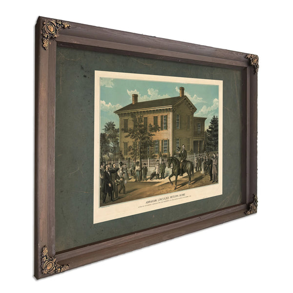 Abraham Lincolns Return Home After His Successful Campaign for the Presidency — Bourbon Framed Canvas Print | Bella Frye
