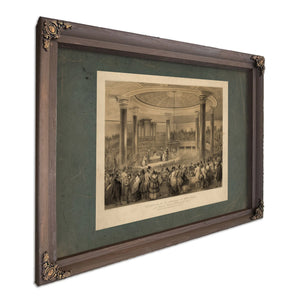 Distribution of the American Art Union Prizes at the Tabernacle Broadway New — Bourbon Framed Canvas Print | Bella Frye