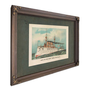 Armoured Steel Cruiser New York United States Navy 1893 — Bourbon Framed Canvas Print | Bella Frye