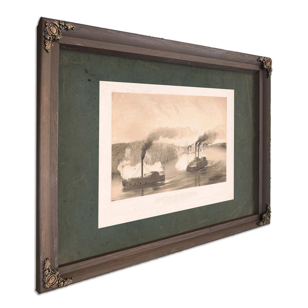 Battle of Shiloh the Gunboats Tylor Tyler and Lexington Supporting the Natio — Bourbon Framed Canvas Print | Bella Frye