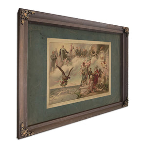 Depiction of Chicago Worlds Fair in Lower Left Allegorical Figures on the Ri — Bourbon Framed Canvas Print | Bella Frye