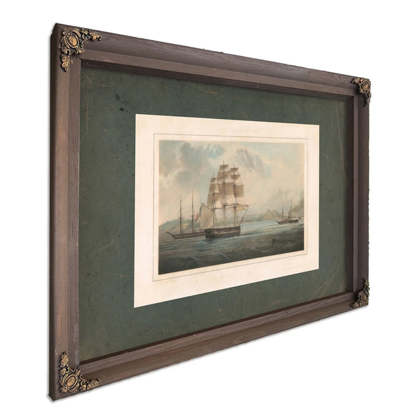 Frigate America Frigate La Rein Blanche 19th Century — Bourbon Framed Canvas Print | Bella Frye