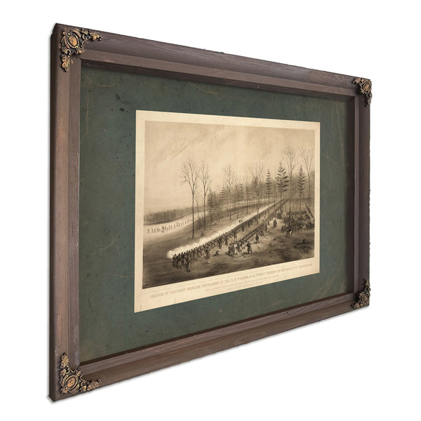 Charge of the First Brigade Commanded by Col Mb Walker on the Friday Evening — Bourbon Framed Canvas Print | Bella Frye