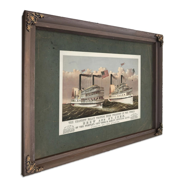 Grandest Palace Drawing Room Steamers in the World Drew and St John 1878 — Bourbon Framed Canvas Print | Bella Frye