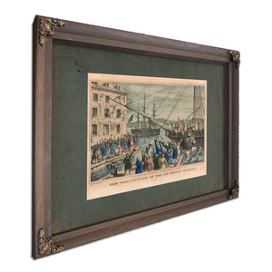 Destruction of Tea at Boston Harbor 1846 — Bourbon Framed Canvas Print | Bella Frye