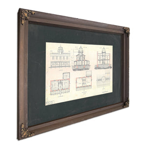 The Keepers Blueprint Fishing Battery Light Station Engineering Drawings — Bourbon Framed Canvas Print | Bella Frye