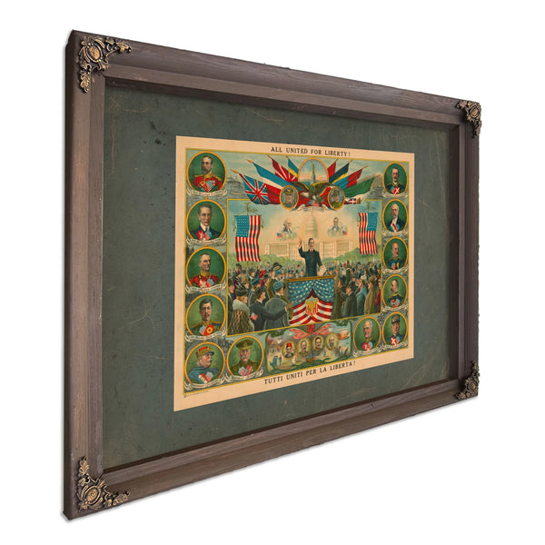 All United for Liberty! 1917 — Bourbon Framed Canvas Print | Bella Frye