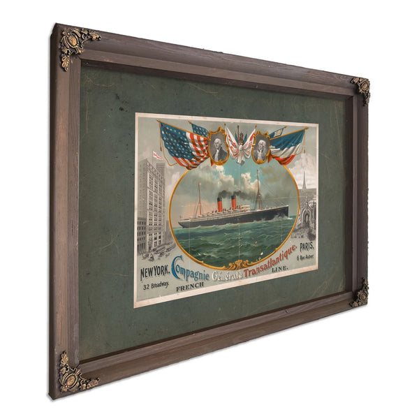 Compagnie Generale Transatlantique 19 — Bourbon Framed Canvas Print | Bella Frye