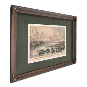 Landing of the American Forces Under Genl Scott at Vera Cruz March 9th 1847 — Bourbon Framed Canvas Print | Bella Frye
