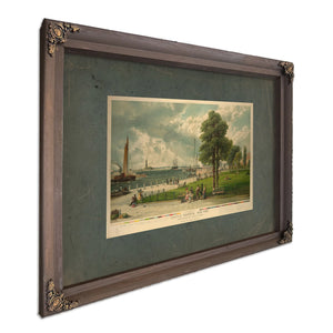 Castle Garden New York Showing Bartholdis Statue of Liberty 1887 — Bourbon Framed Canvas Print | Bella Frye