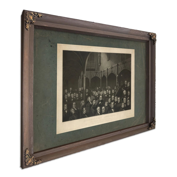 Distinguished Americans at a Meeting of the New York Historical Society 19th — Bourbon Framed Canvas Print | Bella Frye