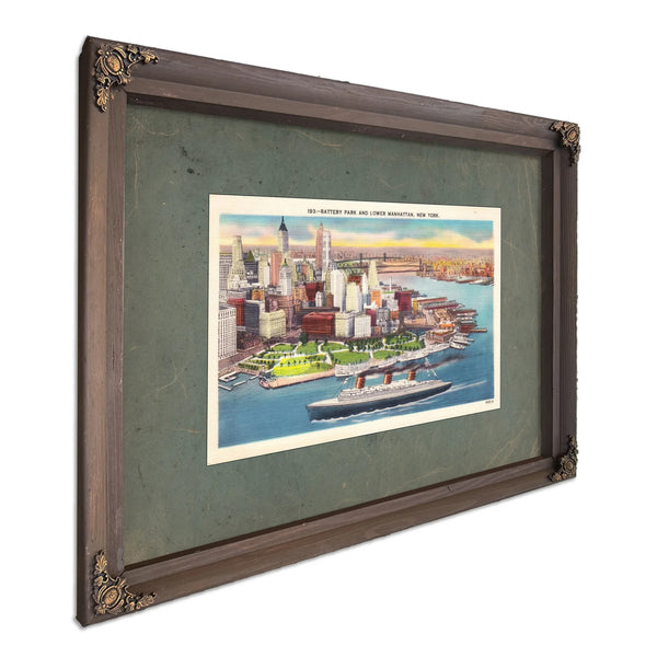 Harbor of Ambition Lower Manhattans Gilded Gateway — Bourbon Framed Canvas Print | Bella Frye