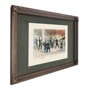 Awful Explosion of the Peace Maker on Board the Us Steam Frigate Princeton O — Bourbon Framed Canvas Print | Bella Frye