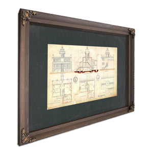 The Keepers Vigil Point Lookout Light Station Blueprint — Bourbon Framed Canvas Print | Bella Frye