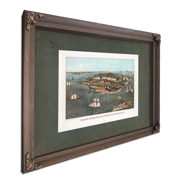 Fortress Monroe Old Point Comfort and Hygeia Hotel Va 1861 — Bourbon Framed Canvas Print | Bella Frye
