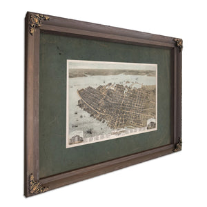 Birds Eye View of the City of Charleston South Carolina 1872 1872 — Bourbon Framed Canvas Print | Bella Frye