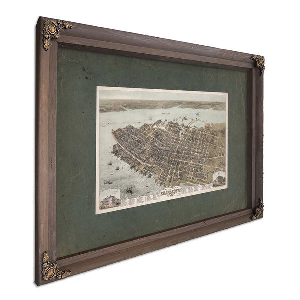 Birds Eye View of the City of Charleston South Carolina 1872 1872 — Bourbon Framed Canvas Print | Bella Frye