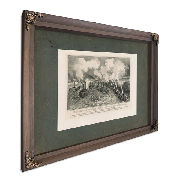 Bombardment of Island Number Ten in the Mississippi River by the Gunboat and — Bourbon Framed Canvas Print | Bella Frye
