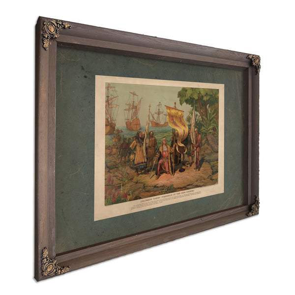 Columbus Taking Possession of the New Country 1893 — Bourbon Framed Canvas Print | Bella Frye