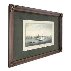 City of New York From Jersey City 1849 — Bourbon Framed Canvas Print | Bella Frye