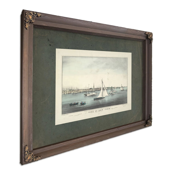 City of New York From Jersey City 1849 — Bourbon Framed Canvas Print | Bella Frye