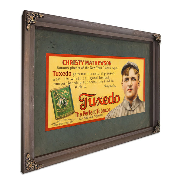 Christy Mathewson Tuxedo Tobacco Trolley Car Advertising Sign 2 — Bourbon Framed Canvas Print | Bella Frye