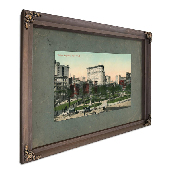 Union Square in Fading Light a Manhattan Memory Suspended in Time — Bourbon Framed Canvas Print | Bella Frye