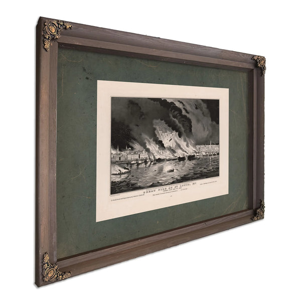 Great Fire at St Louis Mo Thursday Night May 17th 1849 — Bourbon Framed Canvas Print | Bella Frye