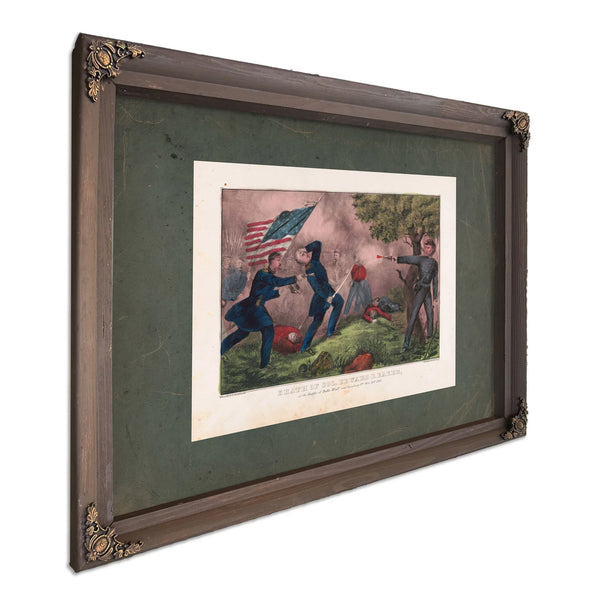 Death of Col Edward D Baker_ at the Battle of Balls Bluff Near Leesburg Va O — Bourbon Framed Canvas Print | Bella Frye