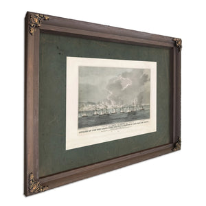 Attack of the Gun Boats Upon the City Castle of San Juan De Ulloa Bombardme — Bourbon Framed Canvas Print | Bella Frye