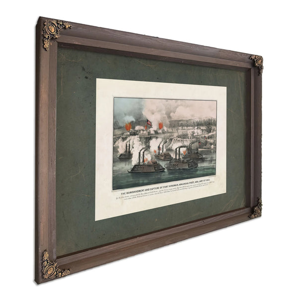 Bombardment and Capture of Fort Hindman Arkansas Post Ark Jany 11th 1863 186 — Bourbon Framed Canvas Print | Bella Frye