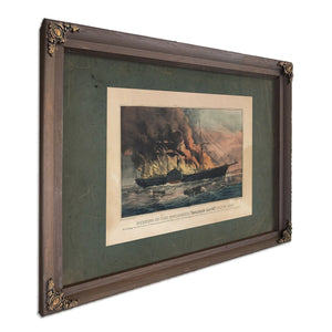 Burning of the Steamship Golden Gate _july 27 1862 1862 — Bourbon Framed Canvas Print | Bella Frye
