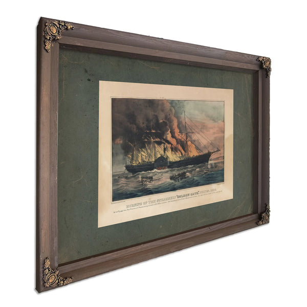 Burning of the Steamship Golden Gate _july 27 1862 1862 — Bourbon Framed Canvas Print | Bella Frye
