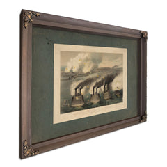 Capture of Fort Henry by Us Gun Boats Under the Command of Flag Officer Foot — Bourbon Framed Canvas Print | Bella Frye