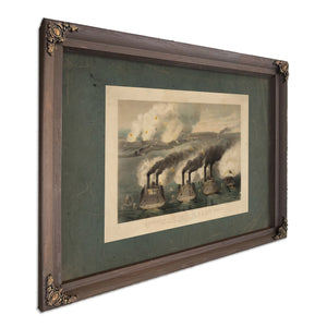 Capture of Fort Henry by Us Gun Boats Under the Command of Flag Officer Foot — Bourbon Framed Canvas Print | Bella Frye