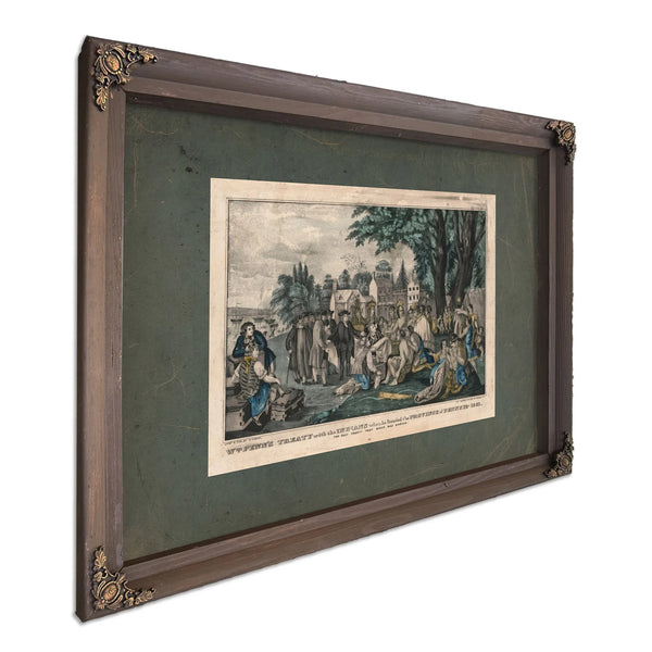 William Penns Treaty With the Indians When He Founded the Province of Pennsyl — Bourbon Framed Canvas Print | Bella Frye