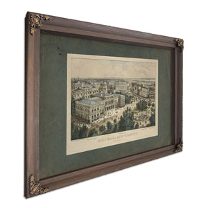 City Hall and Vicinity New York City 187 1899 — Bourbon Framed Canvas Print | Bella Frye