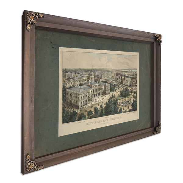 City Hall and Vicinity New York City 187 1899 — Bourbon Framed Canvas Print | Bella Frye